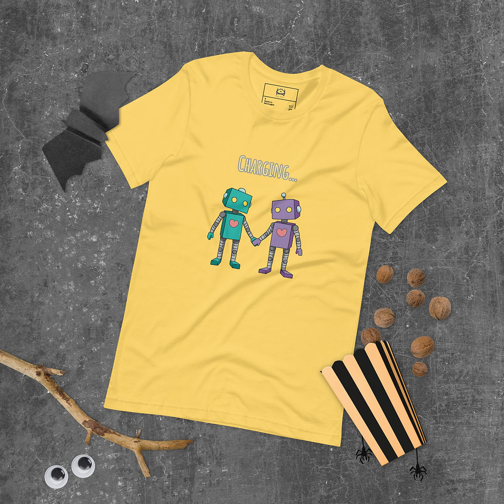 Thumbnail: Unisex t-shirt robots charging