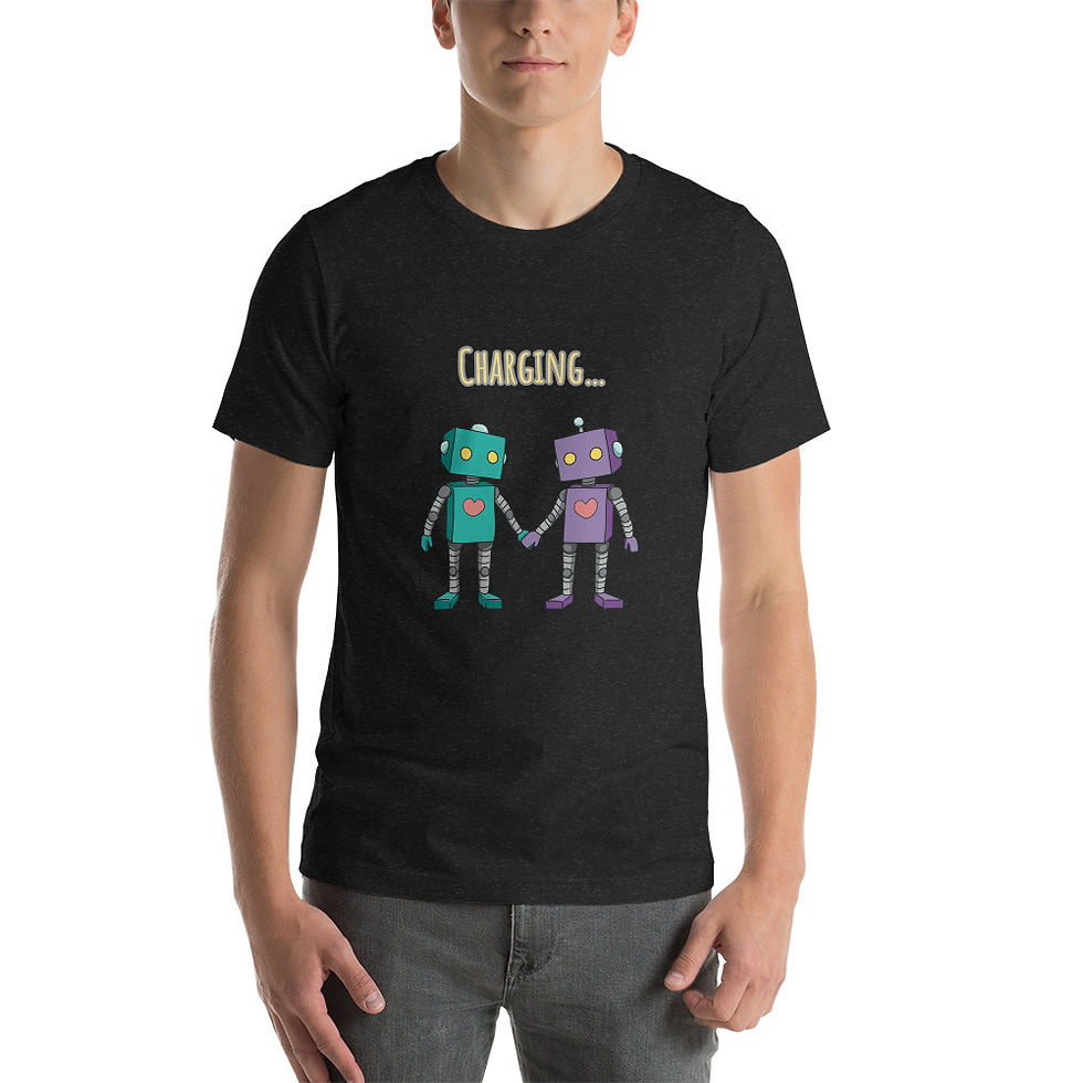 Thumbnail: Unisex t-shirt robots charging