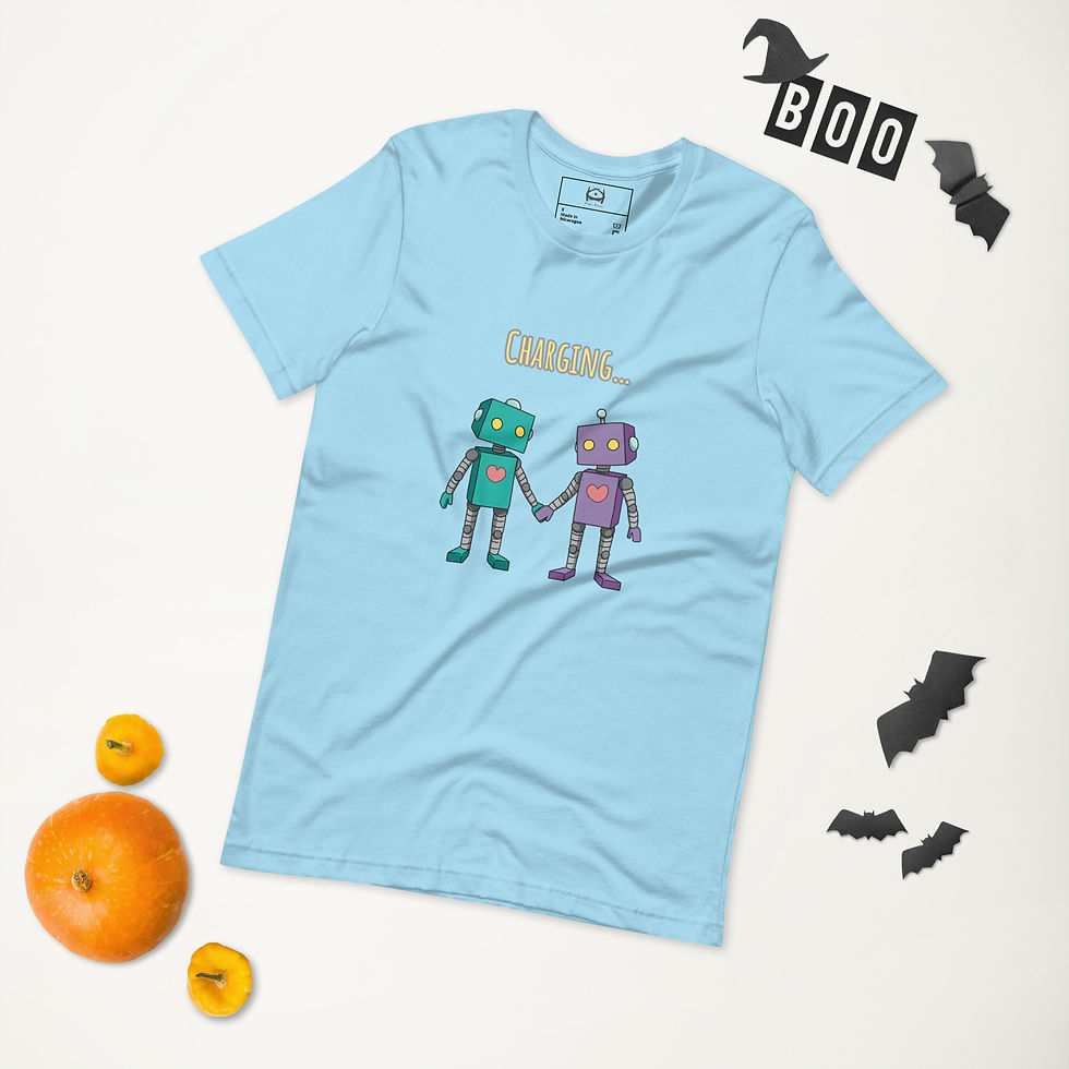 Thumbnail: Unisex t-shirt robots charging