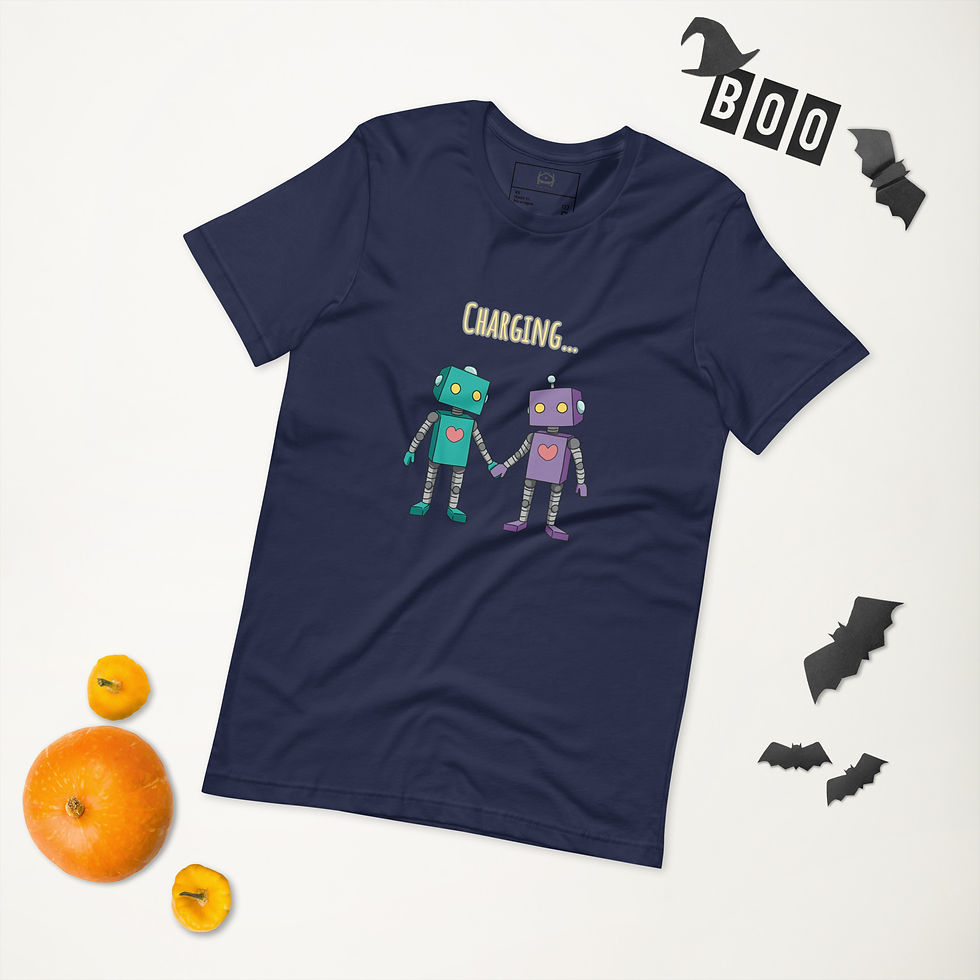 Thumbnail: Unisex t-shirt robots charging