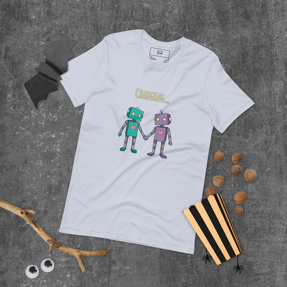 Thumbnail: Unisex t-shirt robots charging