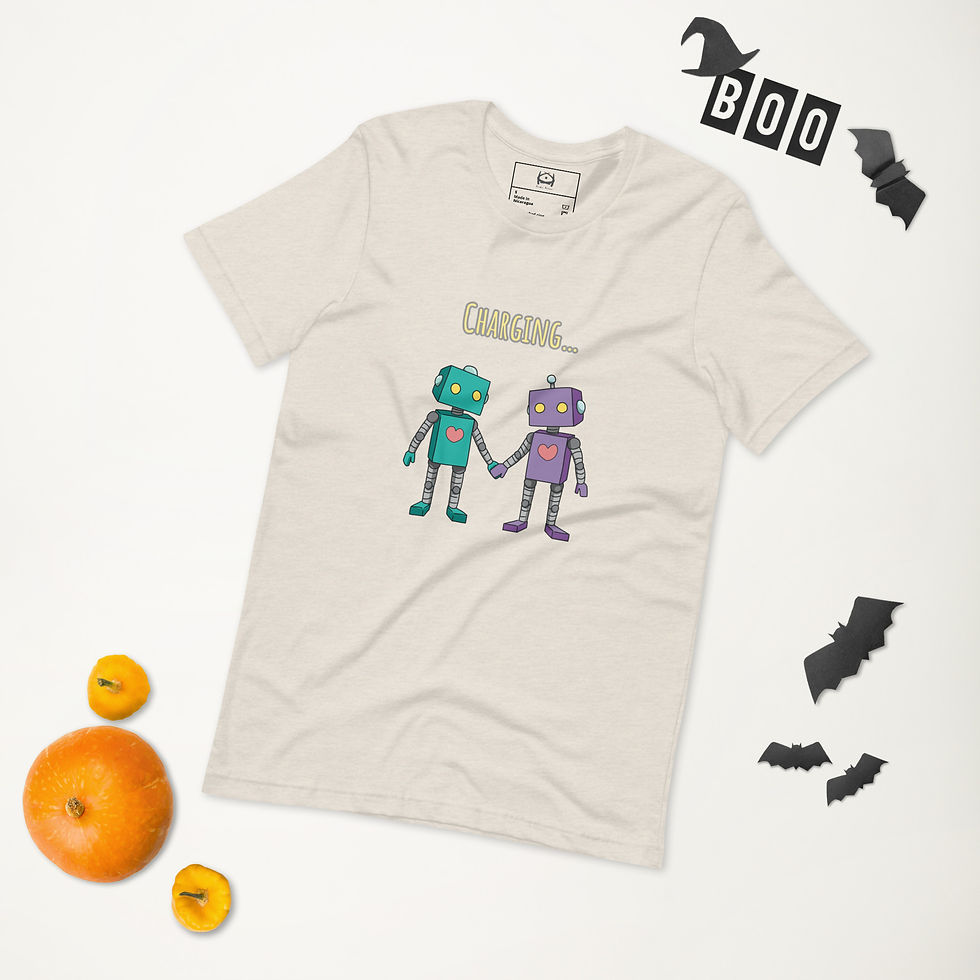 Thumbnail: Unisex t-shirt robots charging