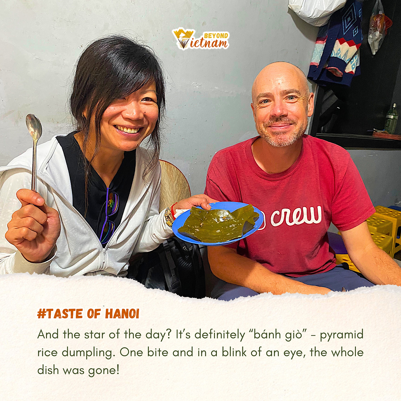 And the star of the day? It’s definitely “bánh giò” - pyramid rice dumpling. One bite and in a blink