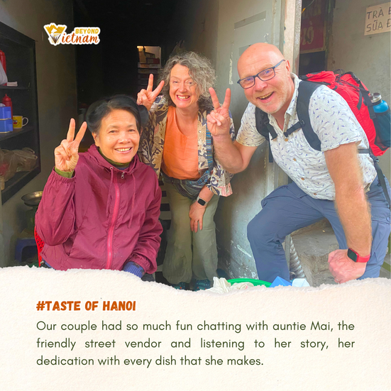 Our couple had so much fun chatting with auntie Mai, the friendly street vendor and listening to her