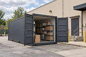 Illustration of an open storage container holding tools and building supplies