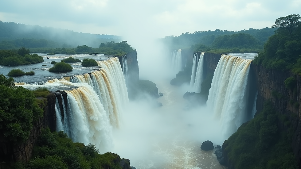 Eye-level view of the main waterfall at Iguazu Falls