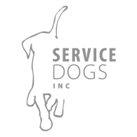 Service Dogs Inc logo shows silhouette of a dog with text that says Service Dogs Inc