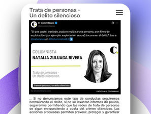 “Trata de personas, un delito silencioso”-Columna de la abogada Natalia Zuluaga en El Colombiano: