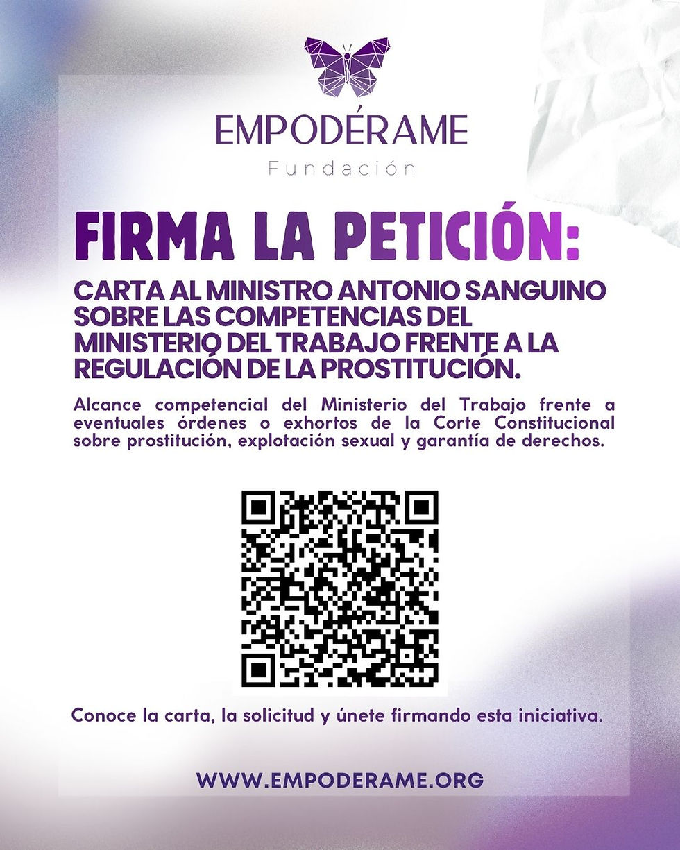 Carta al ministro Antonio Sanguino sobre las Competencias del Ministerio del Trabajo frente a la regulación de la prostitución en Colombia