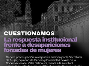Cuestionamos la respuesta institucional frente a desapariciones forzadas de mujeres