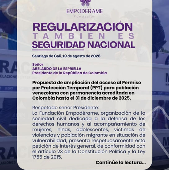 Propuesta de ampliación del acceso al Permiso por Protección Temporal (PPT) para población venezolana con permanencia acreditada en Colombia