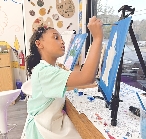 Child painting on a canvas