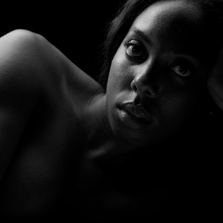 beautiful black and white female portrait