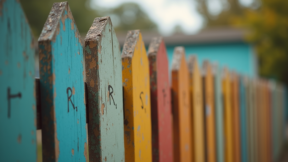 Eye-level view of a wooden fence with a fresh coat of paint