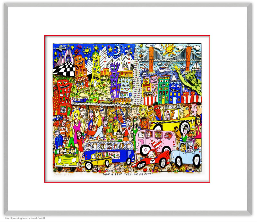 James Rizzi - TAKE A TRIP THROUGH MY CITY - Original 3D Bild drucksigniert 