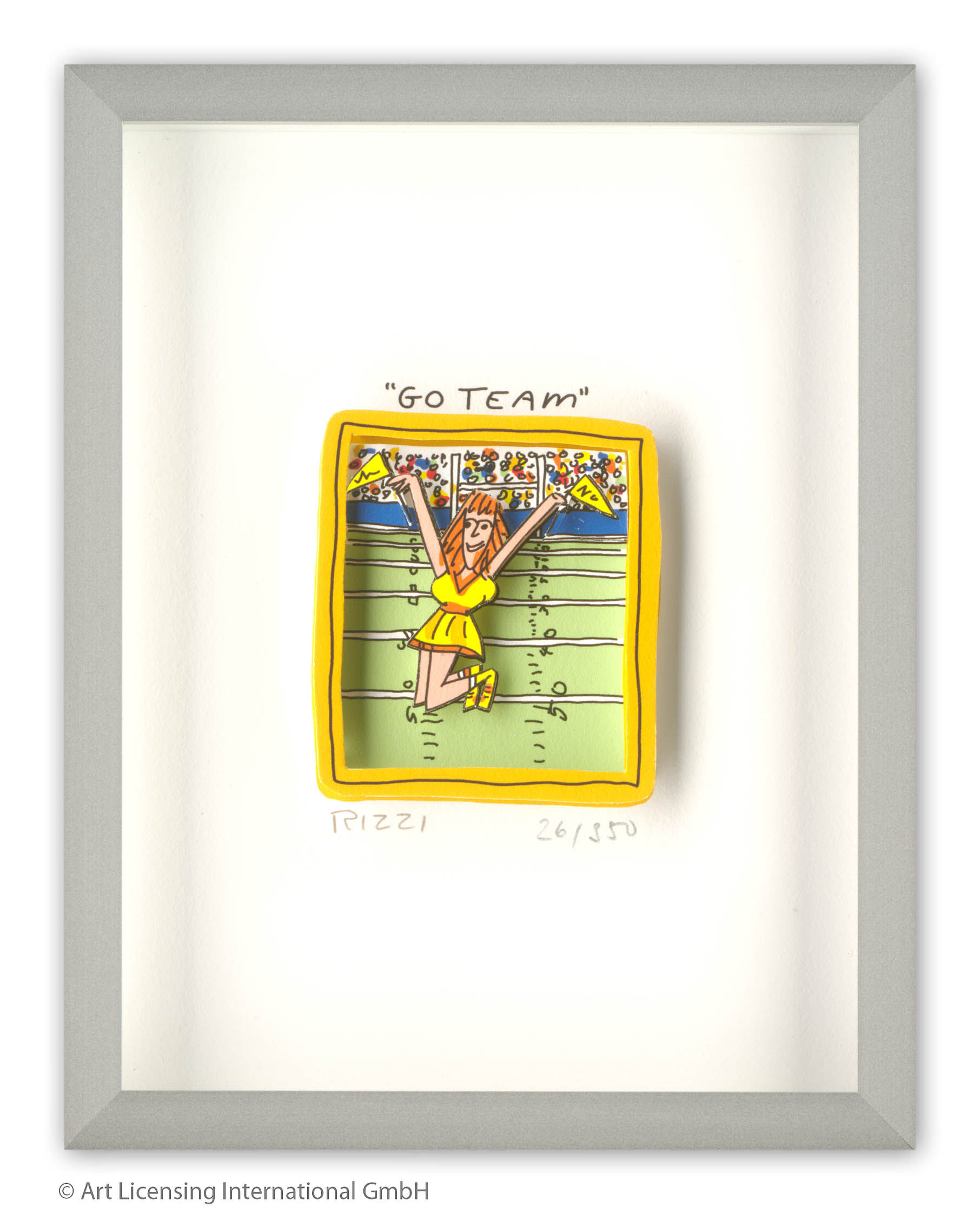 James Rizzi - GO TEAM - Original 3D Bild drucksigniert