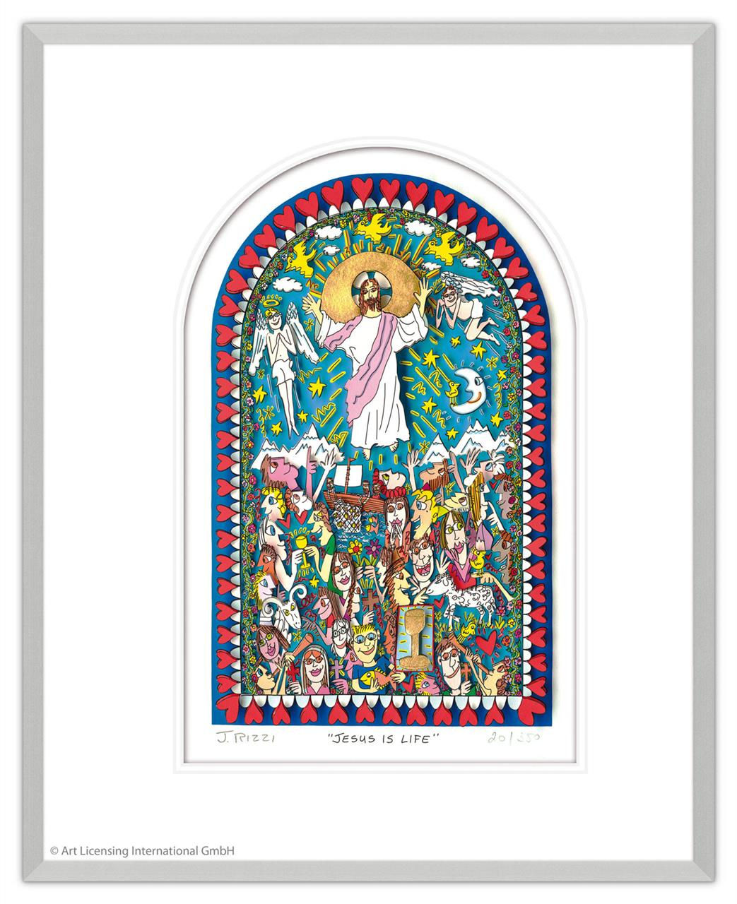 James Rizzi - JESUS IS LIFE - Original 3D Bild drucksigniert