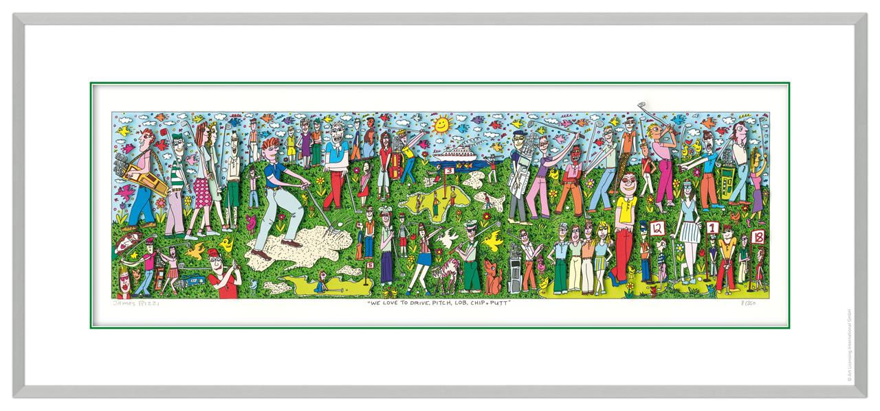 James Rizzi - WE LOVE TO DRIVE, PITCH, LOB, CHIP AND PUTT- 3D Bild drucksigniert