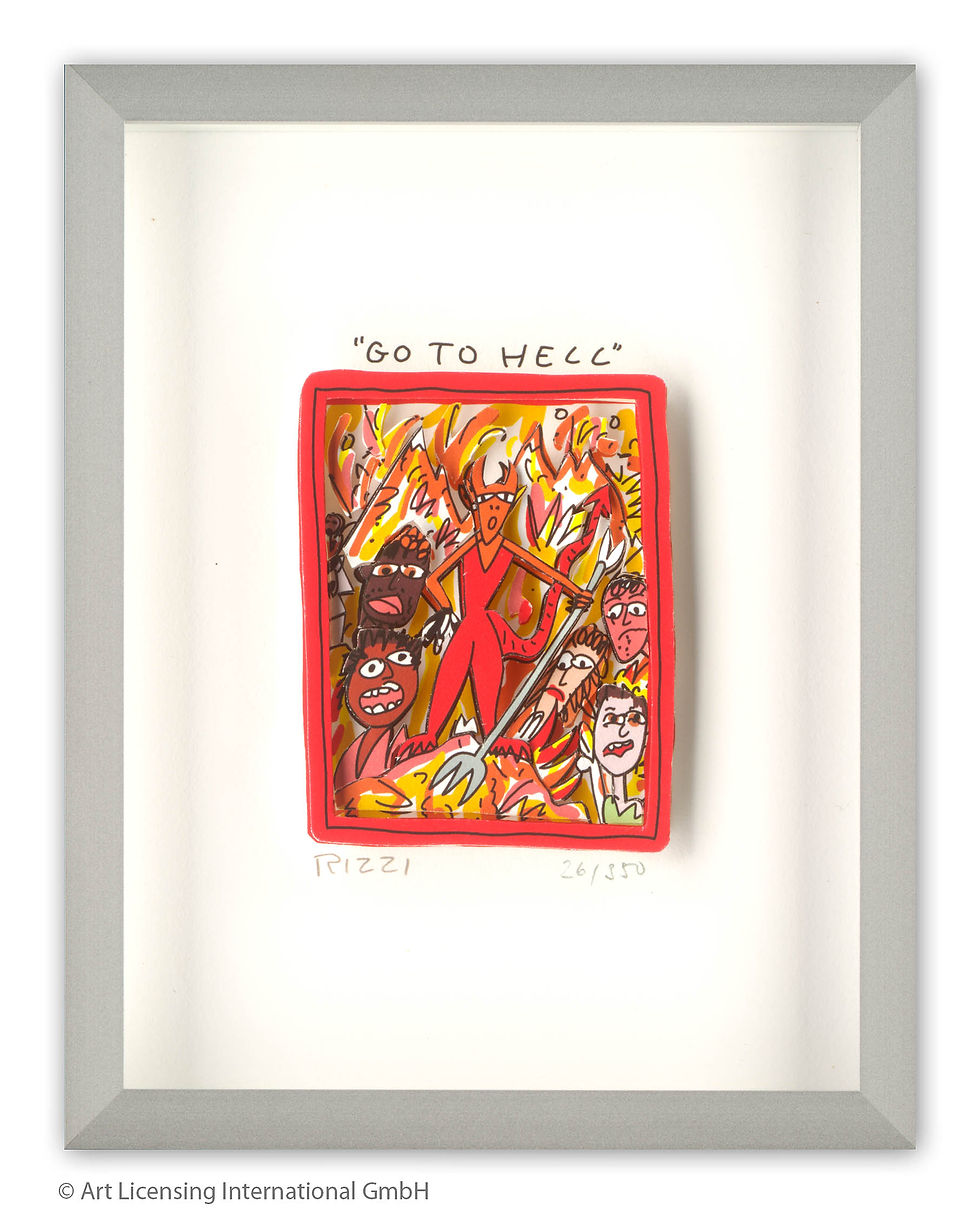 Miniaturbild: James Rizzi - GO TO HELL - Original 3D Bild drucksigniert