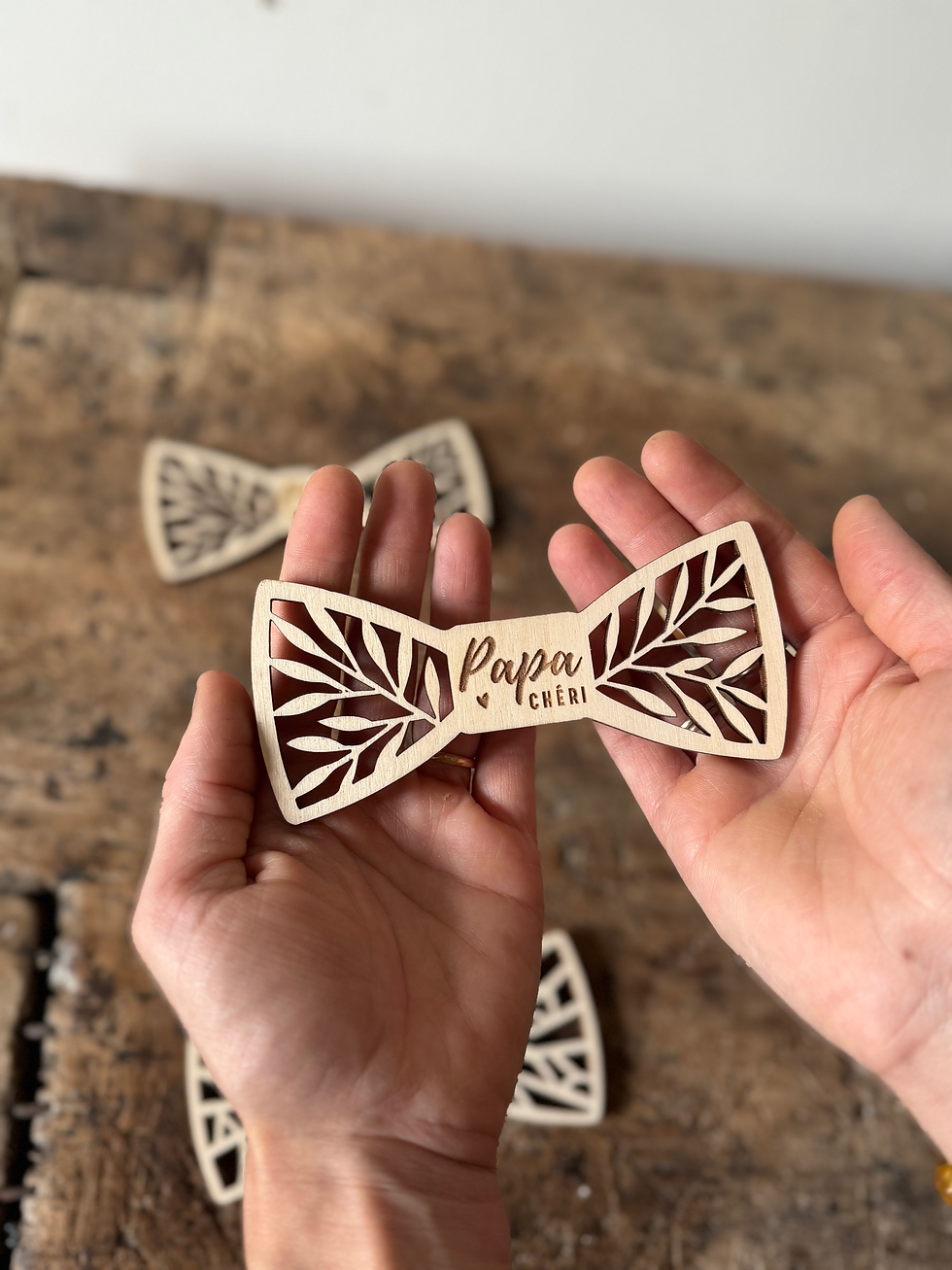 Miniature : Nœud papillon en bois "Papa chéri" – Édition Fête des Pères