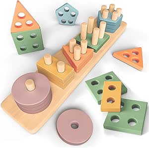 jeu montessori empiler formes bois