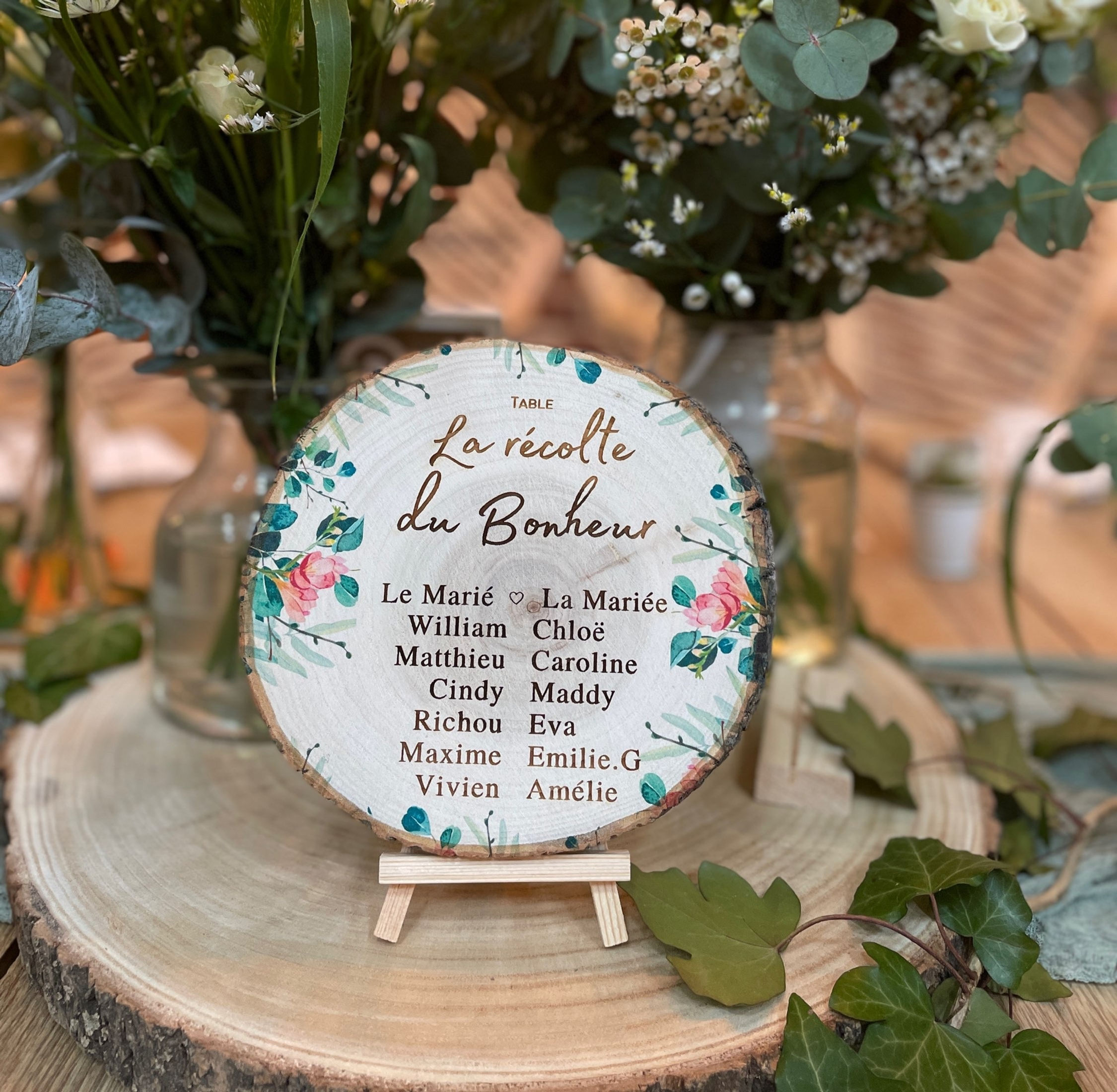 Rondin nom de table d'honneur  - 16 cm -