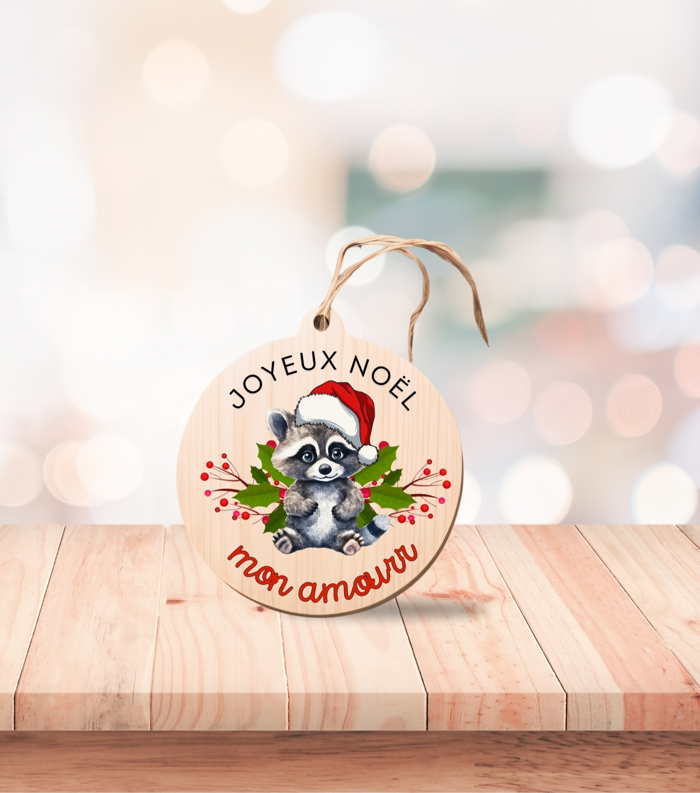 🎄 Boule de Noël Personnalisée - raton laveur Mignon 🎄