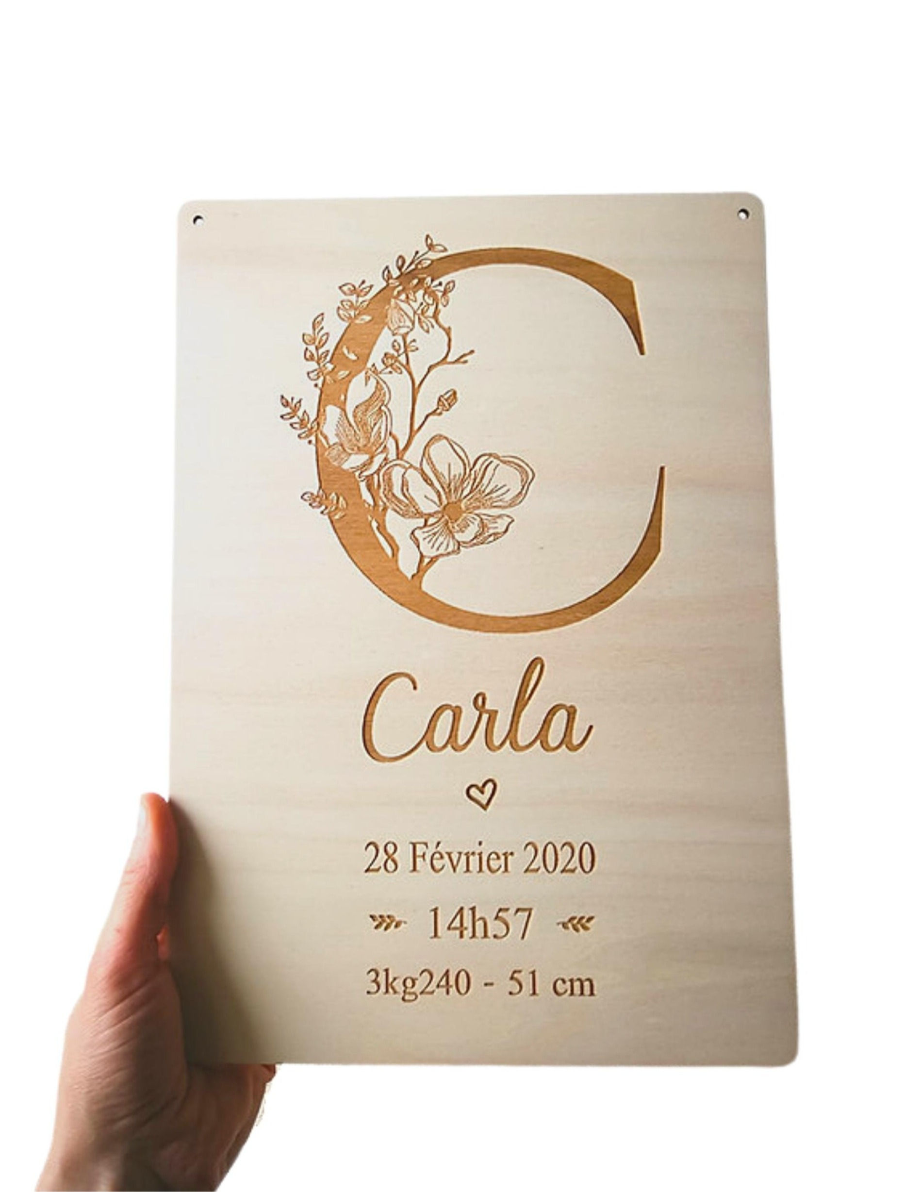pancarte lettrine en bois naissance