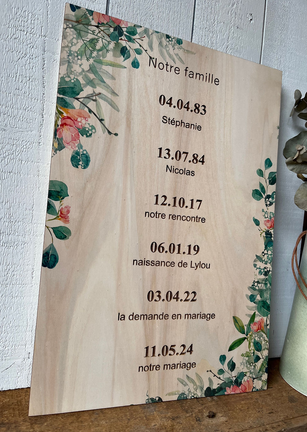 Miniature : Pancarte en bois  - Dates -