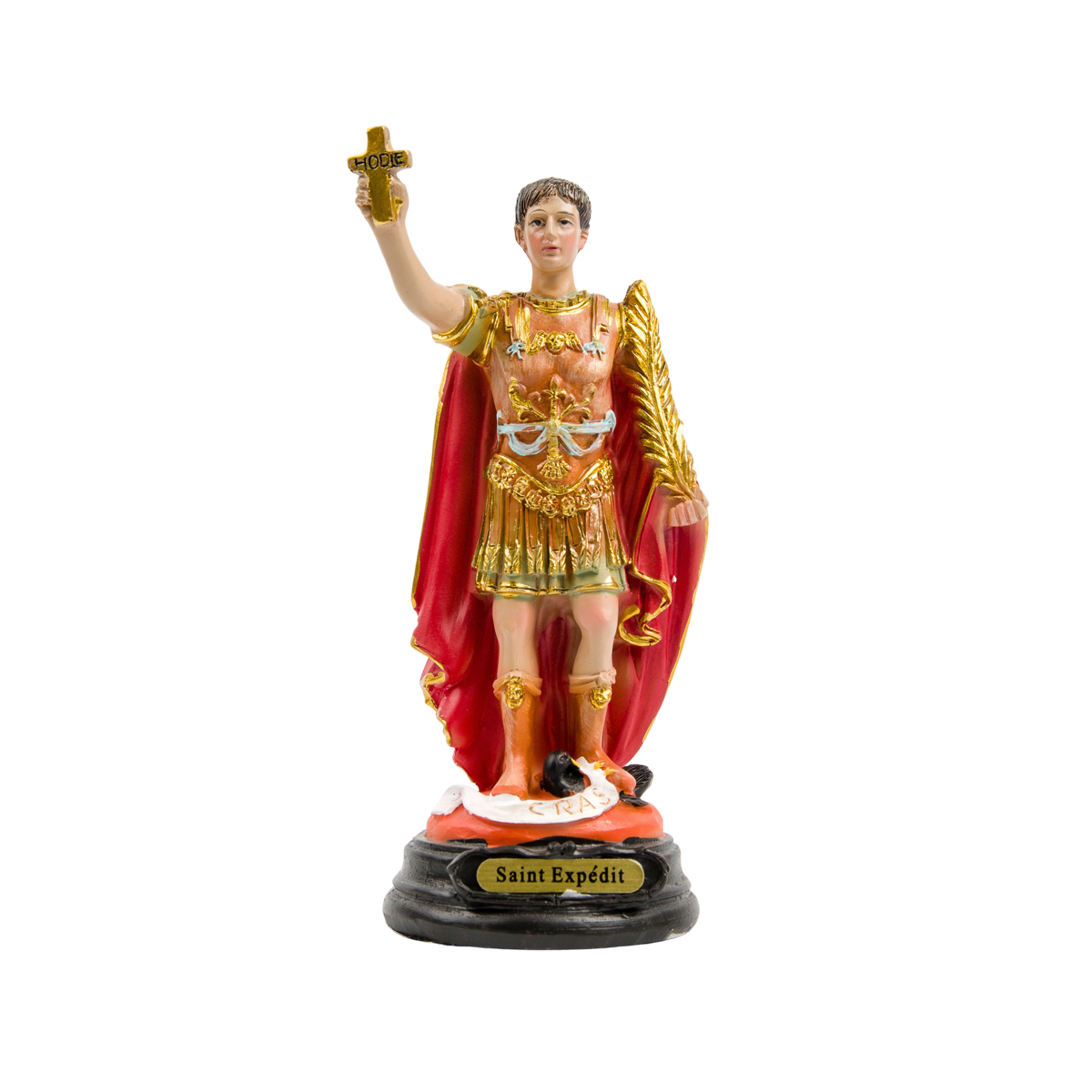 Statue en résine peinte à la main de saint Expédit H. 12 cm ou 20 cm
