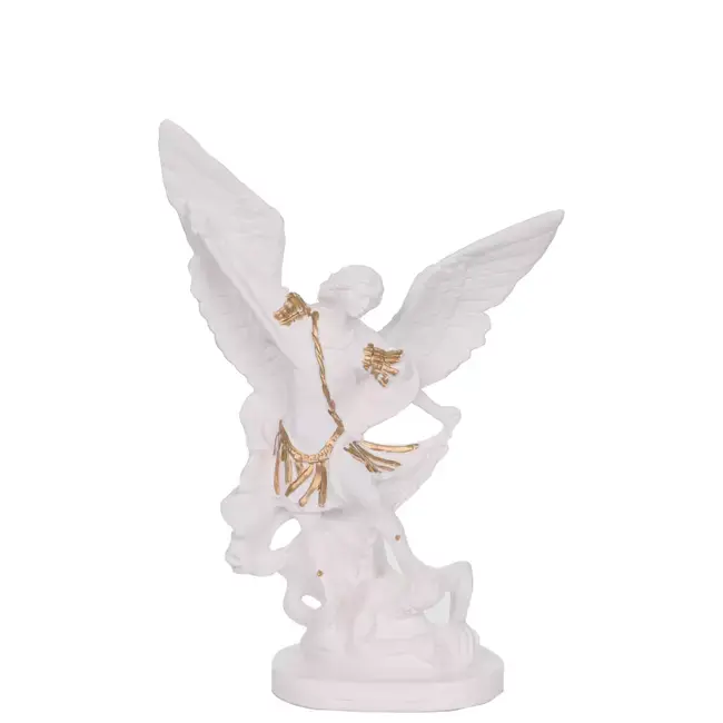 Statue en résine et albâtre blanc  de Saint Michel