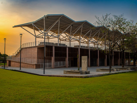 Mexican Architecture, sustainable architecture, passive architecture, concrete architecture, low cost architecture, civic architecture, social architecture, AIDIA STUDIO, sports architecture, Oaxaca architecture, craft architecture, public architecture, community architecture, pigmented concrete, modular roof, metal roof, lightweight metalwork, hyperbolic paraboloids, accessibility ramps, grandstand