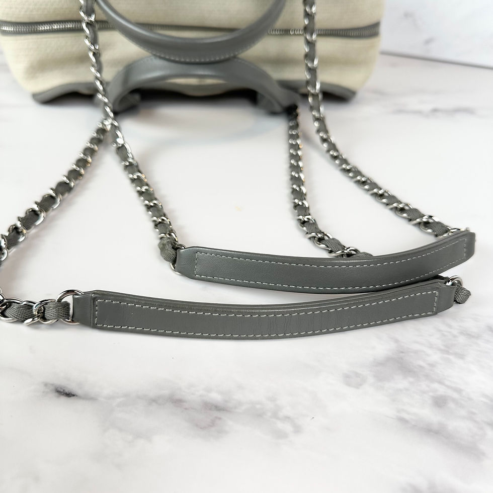 Thumbnail: Chanel Deauville Bowling Bag Gray