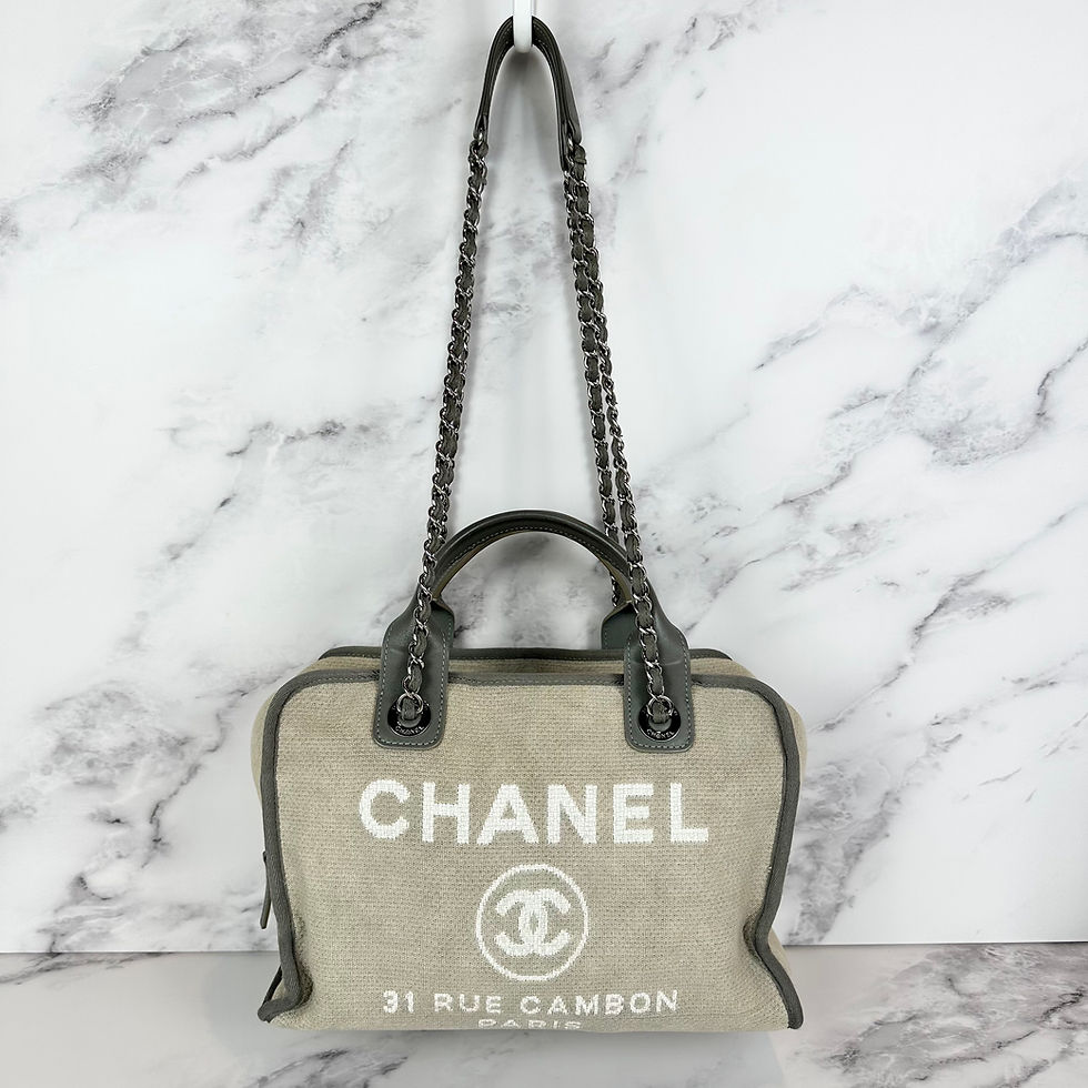 Thumbnail: Chanel Deauville Bowling Bag Gray