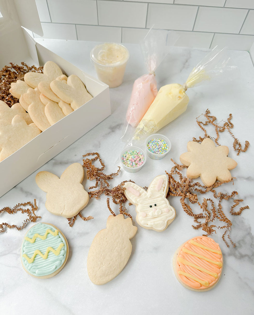 Easter themed sugar cookie decorating kit with sprinkles and frosting