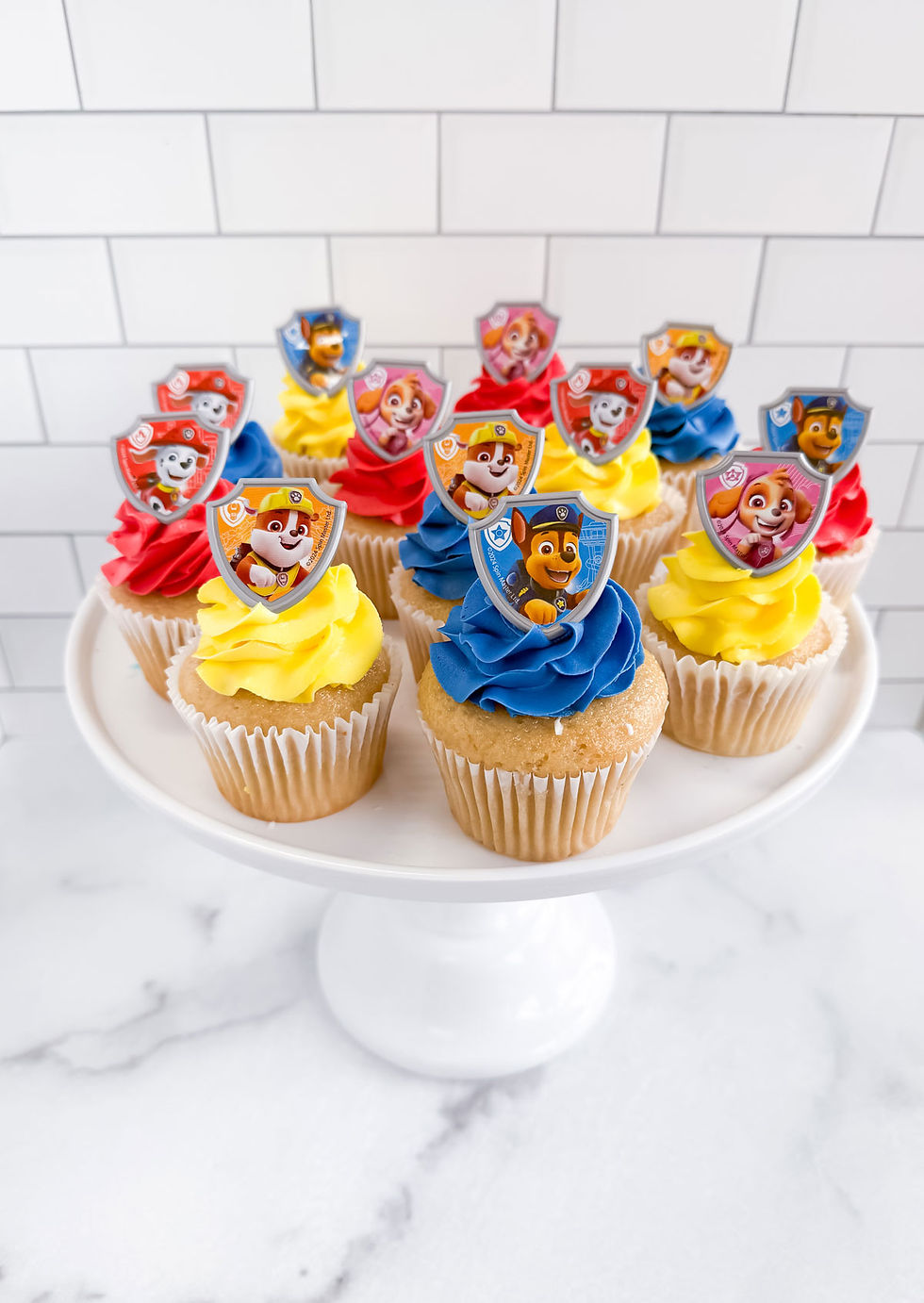 Paw patrol cupcakes for kid's birthday parties