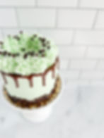mint chocolate chip mini cake with mint buttercream