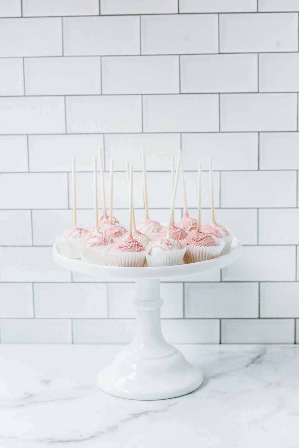 Pink & White Themed Cake Pops from Seatown Sweets