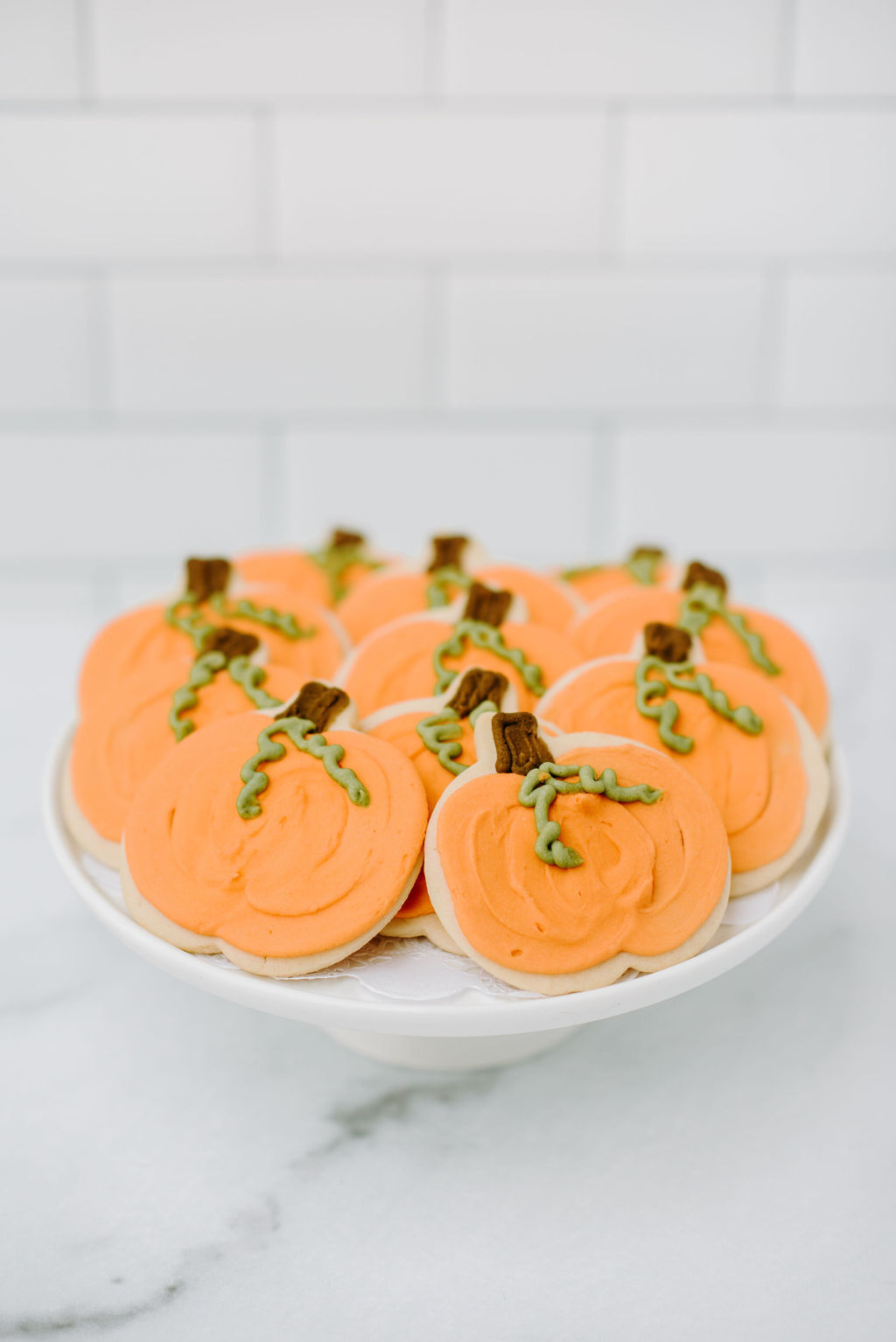 Pumpkin Shaped Vanilla Buttercream Sugar Cookies