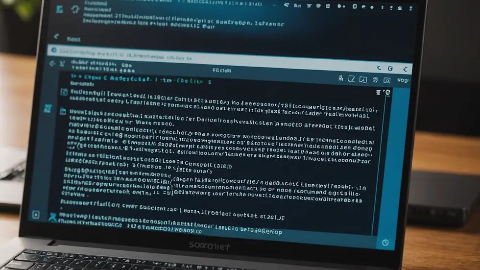Close-up view of a code snippet on a development laptop