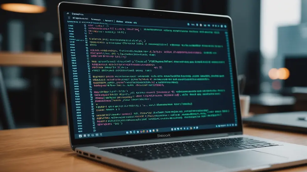 Eye-level view of open source code on laptop screen
