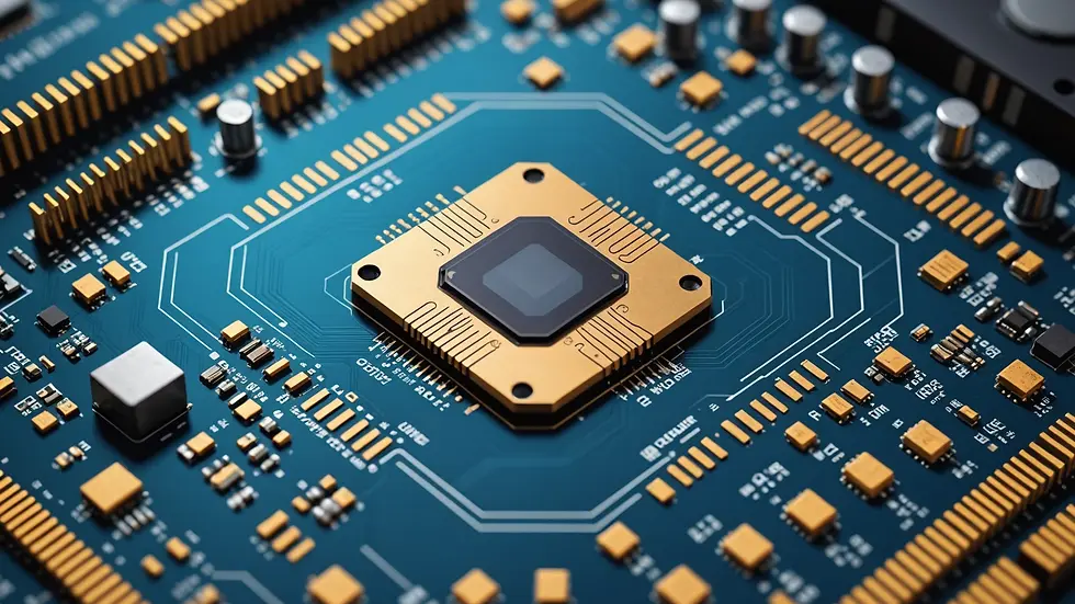 Eye-level view of a chip design schematic