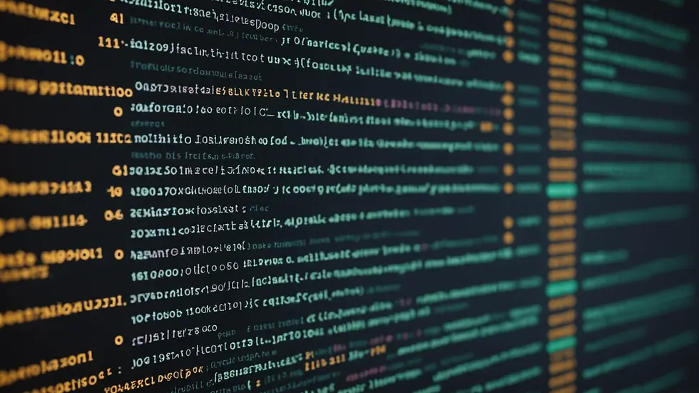 Eye-level view of a computer code editor with highlighted syntax