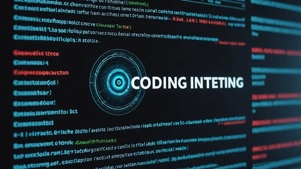Eye-level view of a digital interface with coding text on screen