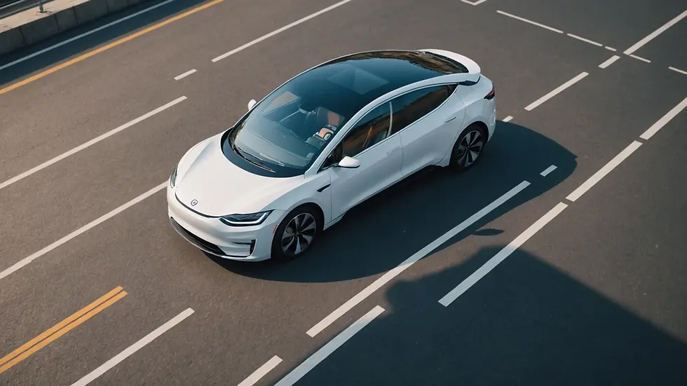 High angle view of a modern electric vehicle model