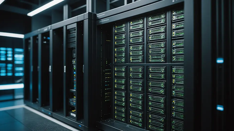 Close-up view of a database server setup