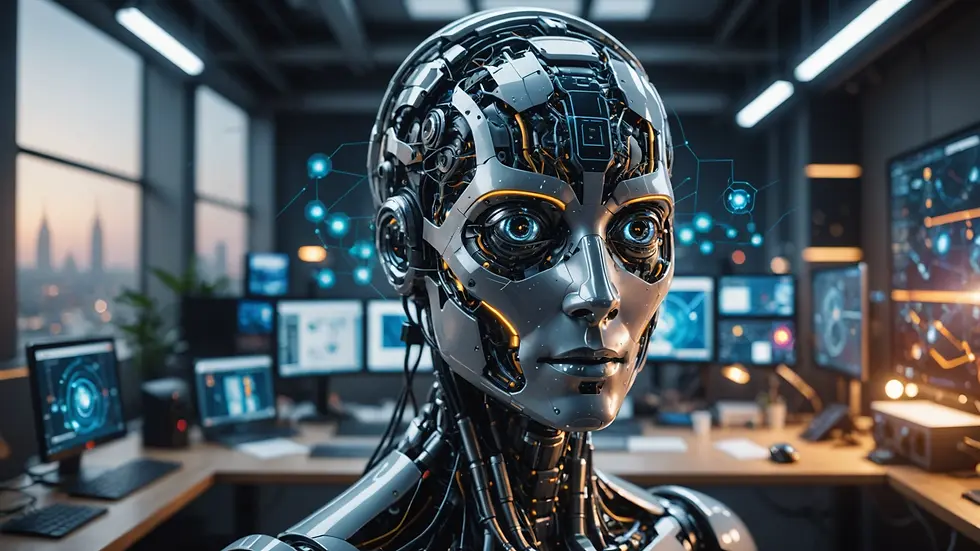 Wide angle view of an AI/machine learning concept visual