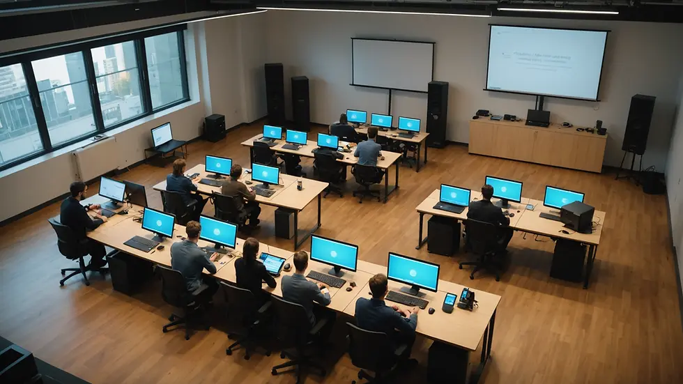 High angle view of an AI workshop setup for collaborative learning