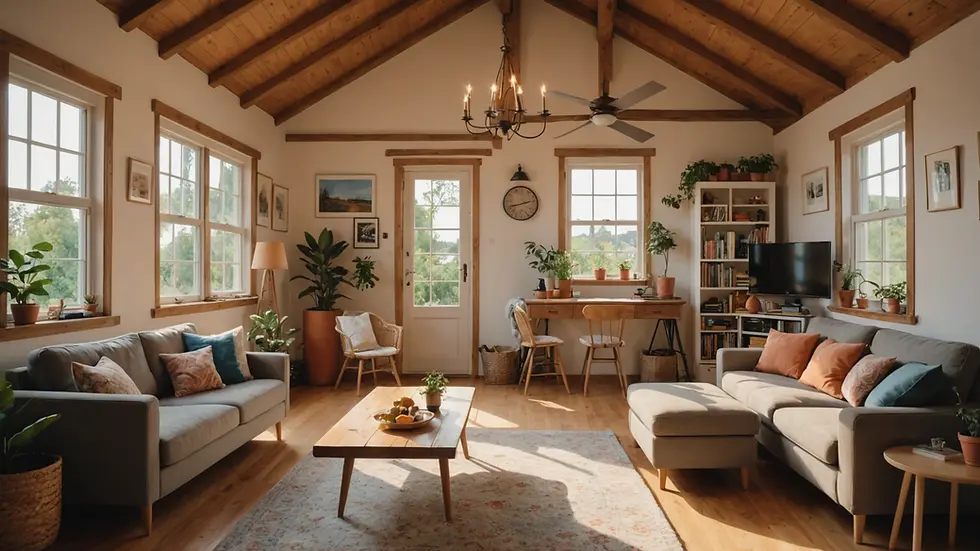 Eye-level view of a cozy Airbnb rental showcasing its interior design