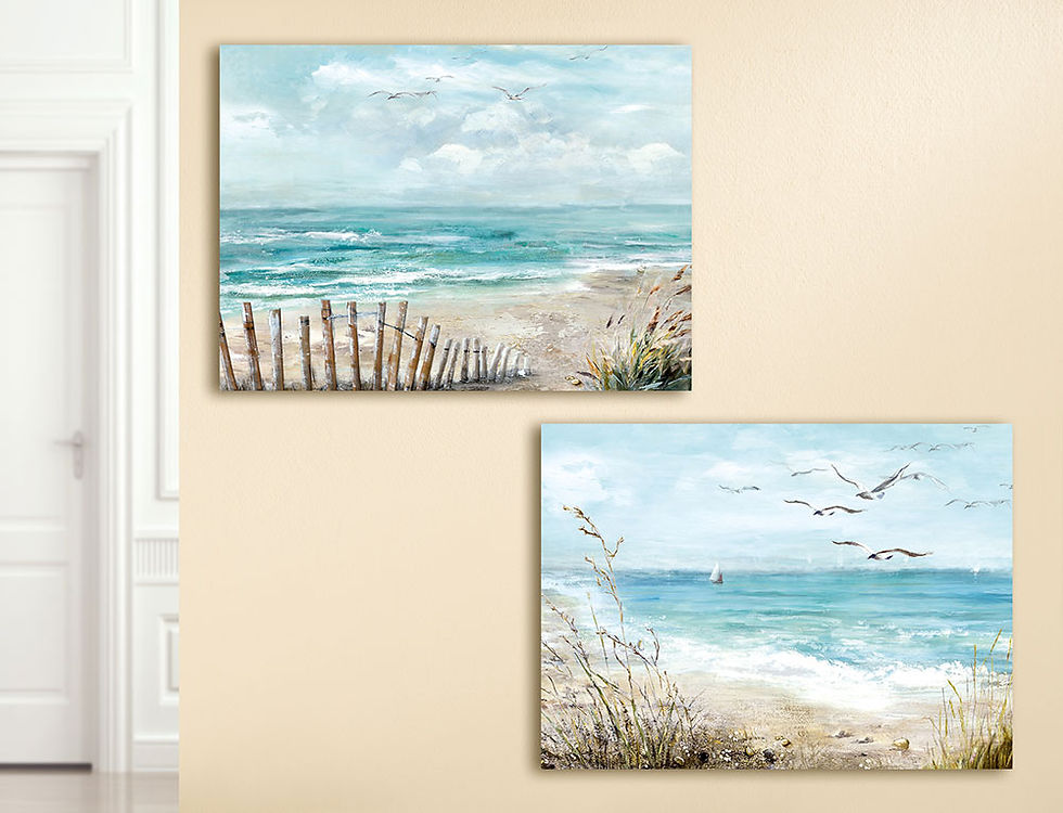 Gilde - Tableau paysage de mer/plage 60x80cm (2 différents)